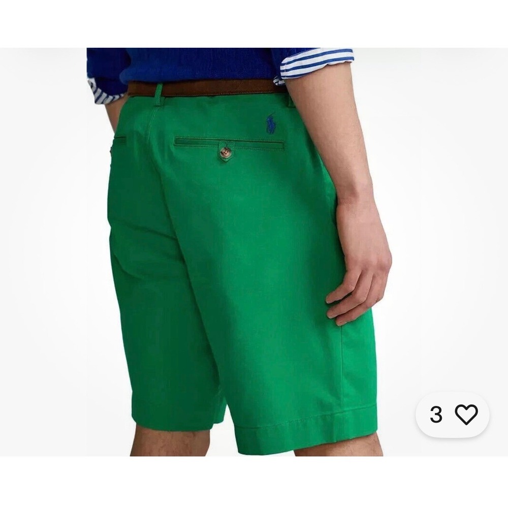 Polo Ralph Lauren Mens Green Tyler Big Pleated Cotton Chino Shorts NWT 48 - Picture 2 of 10